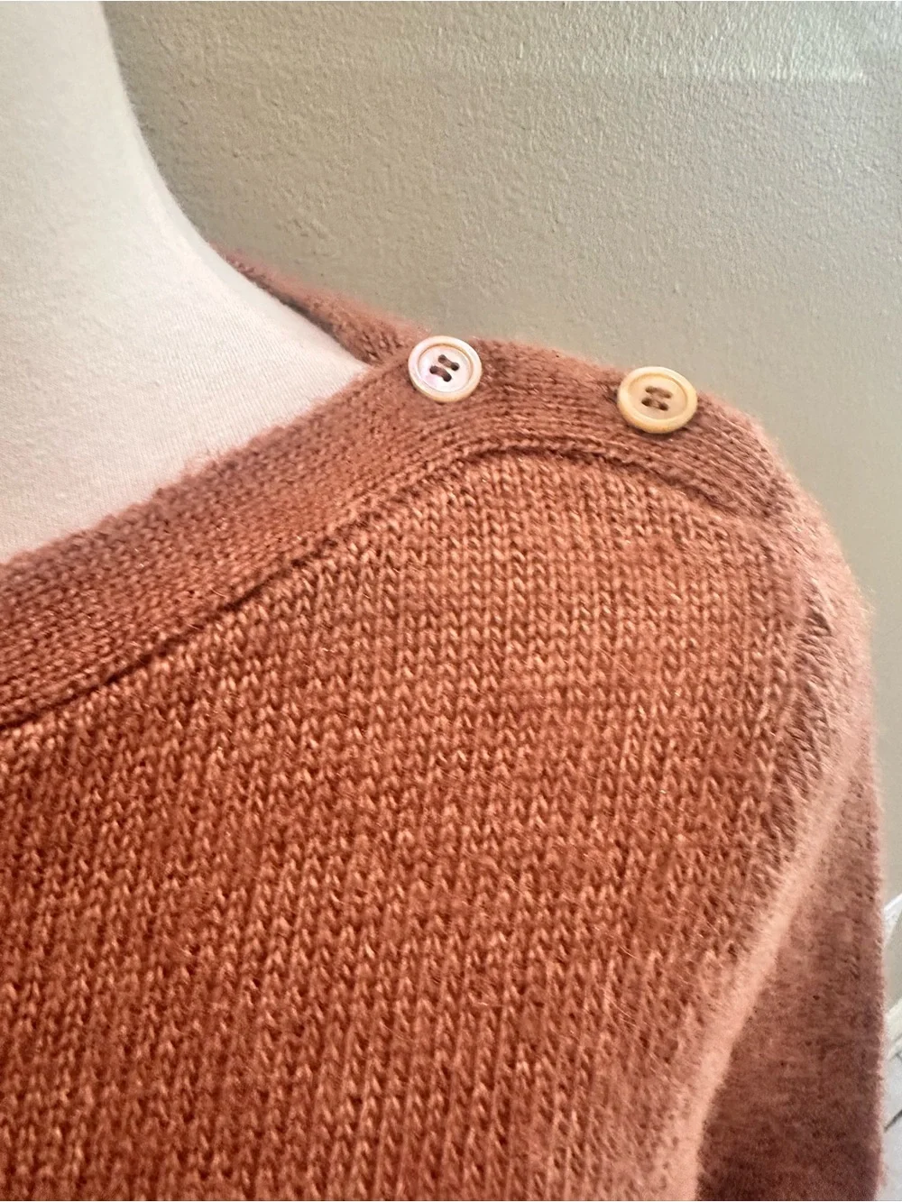 J. Crew Boatneck mohair wool blend Rust Button-Shoulder Women's Sweater s